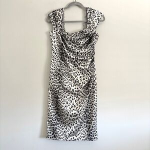 Tadashi Shoji Knee Length Animal Print Cowl Neck Sleeveless Dress Women’s Size 8